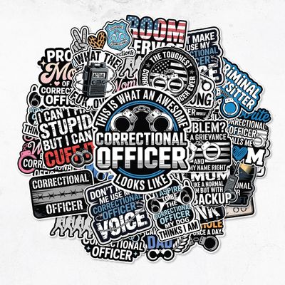 32 PCS Correction Officer Stickers Funny Correctional Officers Sticker Waterproof Vinyl Decals for Helmet,Water Bottle, Laptop