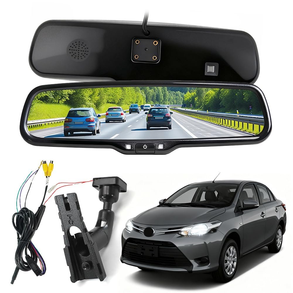9.66 inch Rear View Mirror Monitor Fit for Toyota Crown 3.0 4.3 Royal Saloon VIP 2011-2012 Auto-Dimming Rearview Monitor,AHD Camera System Rear View Mirror