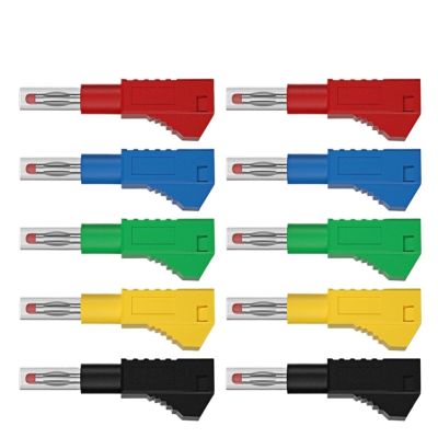 10PCS 4MM Banana Retractable Stackable Solder in line Assembly Test Leads connectors J.10043(5 red 5 Black)