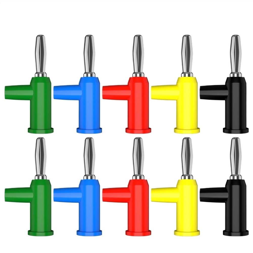 10pcs 4mm Banana Pin Copper Electrical Connector Adaptor Tools Parts J.10027(5 Colors x 2)
