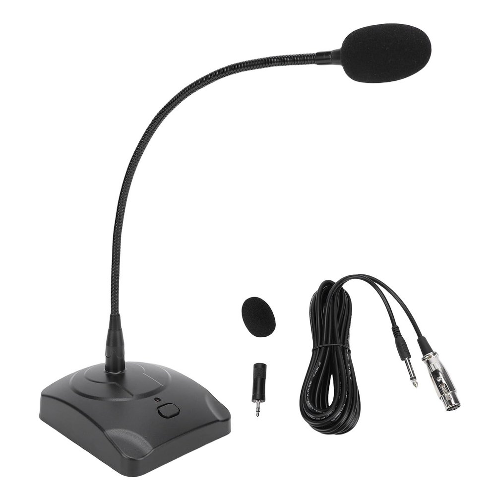 Jectse Desktop Gooseneck Wired Microphone System, Corded Voice Condenser Mic, Professional for Conference, Efficient Capacitive Pickup, Malleable Metal Gooseneck