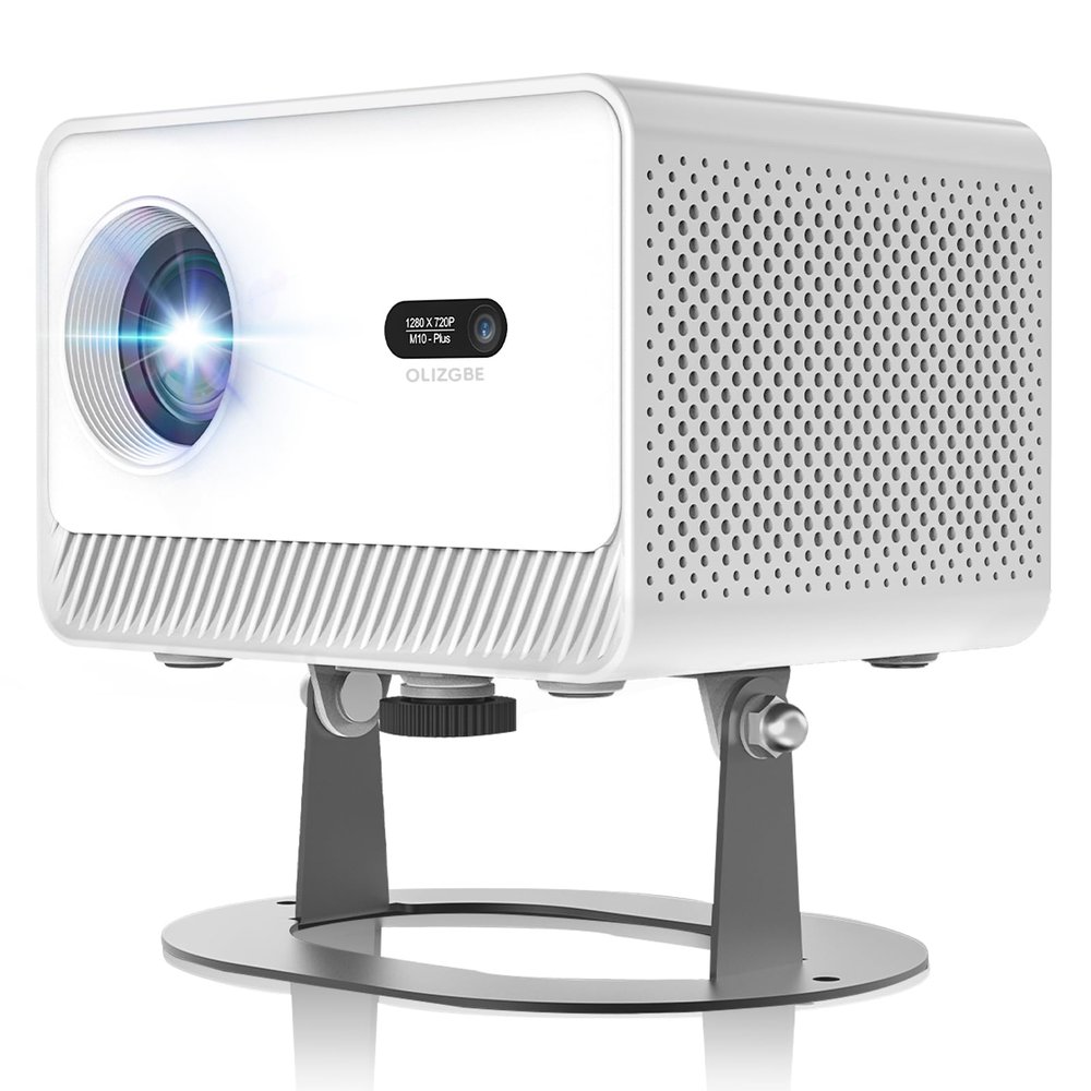 Mini Projector Support 4K with WiFi and Bluetooth, Built-in APPS & Electric Focus, 300 ANSI & Auto Keystone Portable Projector, 200" Screen Compatible with iPhone/Laptop/TV Stick for Bedroom Outdoor