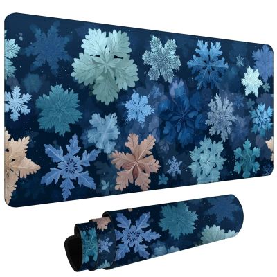 Mouse Pad Gaming Mouse Pad 19.7x39.4in, Compatible with Laser and Optical Mice, Durable Non-Slip Waterproof Base Mause Mat for Office Computer Keyboard & Home Desk Mat (Navy Blue Snowflake) L#L409