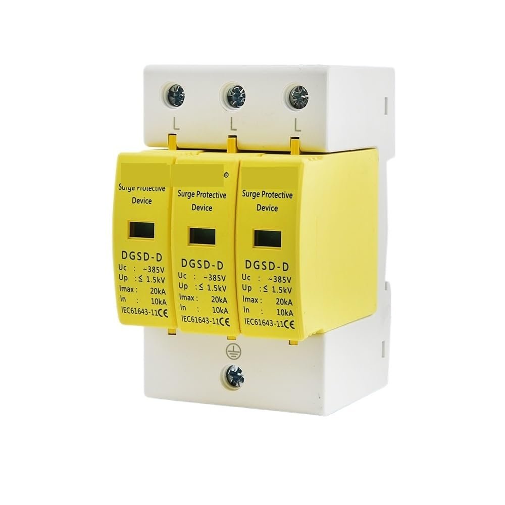AC SPD 3P House Lightning Surge Protector 10-20KA 20-40KA 30-60KA 385V 2P+N Solar PV Protective Low-Voltage Arrester Device(20-40KA)