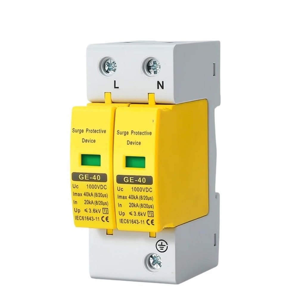 2P DC SPD Surge Protective Device 500V 600V 800V 1000V 20KA 40KA Voltage Protector Solar PV Photovoltaic Lightning Arrester(1000V)