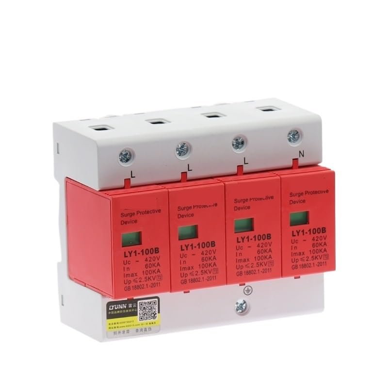 AC SPD 4P 60KA~100KA 420V House Surge Protector Protection Protective Low-Voltage Arrester Device