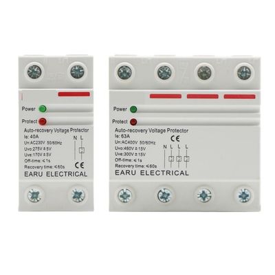 2P 4P 40A 63A 230V 400V Din Rail Recovery Reconnect Over Voltage Under Voltage Protective Device Protection Relay(4P,40A)