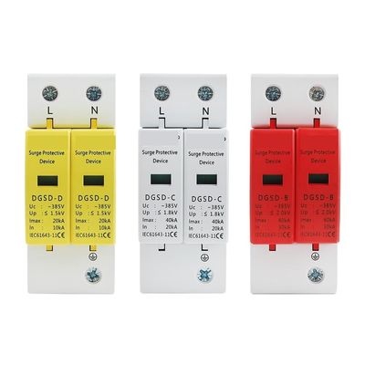 AC SPD 2P 10-20kA 20-40kA 30-60kA 385V House Surge Protector Protection Protective Low-Voltage Arrester Device 1P+N(20-40KA)