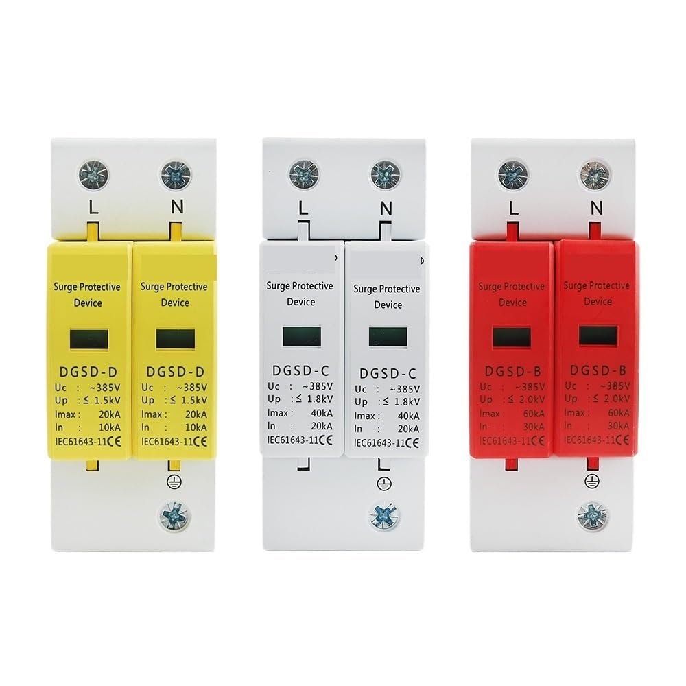 AC SPD 2P 10-20kA 20-40kA 30-60kA 385V House Surge Protector Protection Protective Low-Voltage Arrester Device 1P+N(20-40KA)