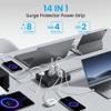 Bawmwim Surge Protector Power Strip, 8 Outlets(1850W/15A), 6 USB Charging Ports(2 USB C), 6FT Flat Plug Extension Cord Outlet Extender with Overload Protection, ETL Certified for Office, Dorm Room view 2