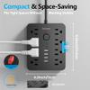 Bawmwim Surge Protector Power Strip, 8 Outlets(1850W/15A), 6 USB Charging Ports(2 USB C), 6FT Flat Plug Extension Cord Outlet Extender with Overload Protection, ETL Certified for Office, Dorm Room view 4