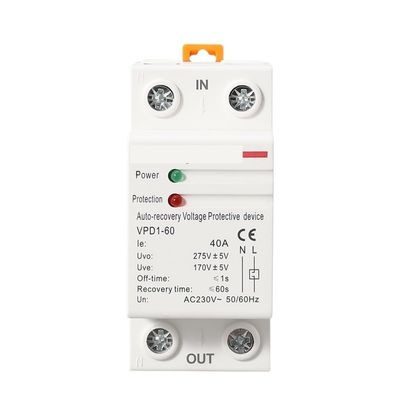 1 pcs 40A 230V Din Rail Recovery Reconnect Over Voltage and Under Voltage Protective Device Protection Relay(40A)