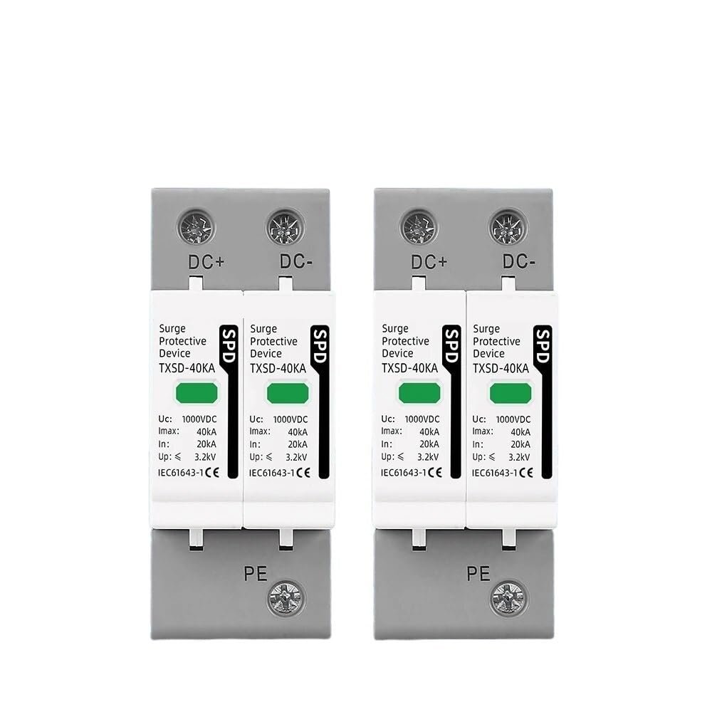 DC SPD Surge Protective Device 600V 1000V 2P 20KA 40KA 60KA Voltage Protector Solar PV Photovoltaic Lightning Arrester(40KA,DC 600V)