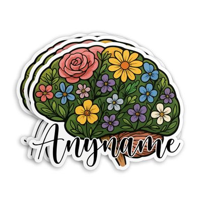 Custom Neuroscience Name Sticker Personalized Floral Brain Surgeon Neuro ICU Nurse Waterproof Die-Cut Vinyl Stickers for Tumbler, Laptop, Water Bottle, Phones, Hardhat, Funny Decor Gifts