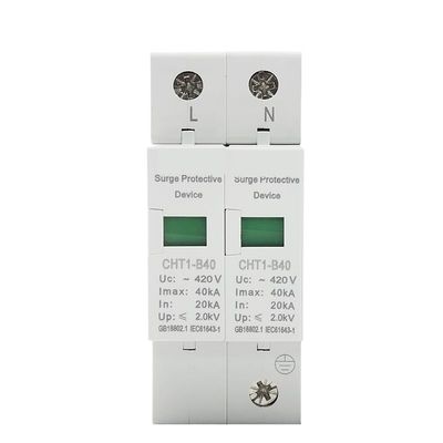 AC SPD 2P 20KA~40KA 420V Solar PV Surge Protector Din Rail Mounting Protective Low-Voltage Arrester Device