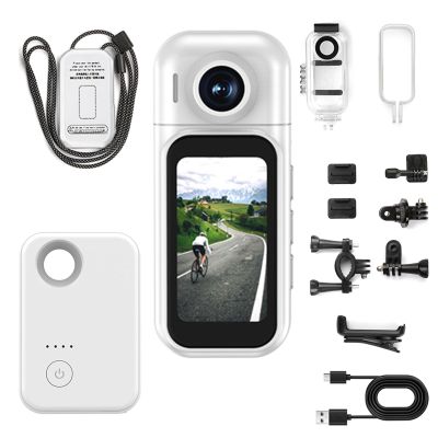 4K Thumb Action Camera, Upgraded Mini Portable Camera with Touchscreen, Wearable Pocket Cam with Magnetic Lanyard, Hands-Free POV Recording, for Motorcycle, Bike, Travel, Pet Walking (White,1080P)
