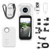4K Thumb Action Camera, Upgraded Mini Portable Camera with Touchscreen, Wearable Pocket Cam with Magnetic Lanyard, Hands-Free POV Recording, for Motorcycle, Bike, Travel, Pet Walking (White,1080P) view 1