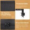 Clamp-On Steel Desk Pegboard with Dual Monitor Mounts, Adjustable Metal Organizer Board with Hooks & Movable Partition, Drill-Free Installation, Ergonomic Monitor Stand for Office & Gaming Desk view 4