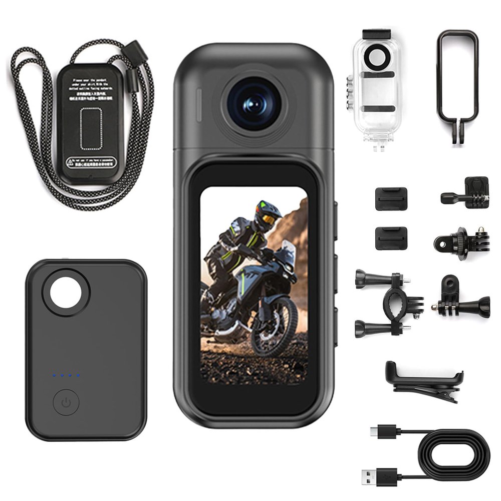 4K Thumb Action Camera, Upgraded Mini Portable Camera with Touchscreen, Wearable Pocket Cam with Magnetic Lanyard, Hands-Free POV Recording, for Motorcycle, Bike, Travel, Pet Walking (Black,4K)