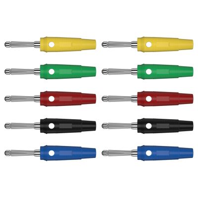 10PCS 4MM Copper Banana High Current Insulated Shrouded Stackable Soldering Connector for Speaker Amplifier Q.10020(5 red 5 Black)