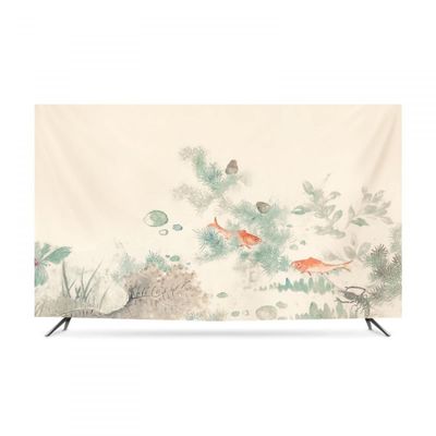 32-80 Inch Modern Curved Monitor Cover Vintage Printed TV Dust Protector Fits LED/LCD Screens Wall Hanging & Desktop Display Protection Living Room Decorative-Beige5||40-43inch