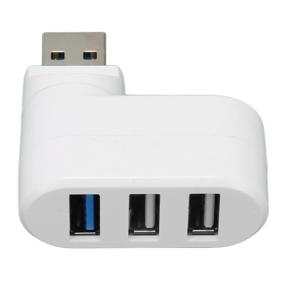 ciciglow 90 Degree Rotatable USB Hub, Portable Data Hub USB3.0x1, USB2.0x2, Supports Hot Plugging 3 Port USB 3.0 for Laptop PC Computer (White)