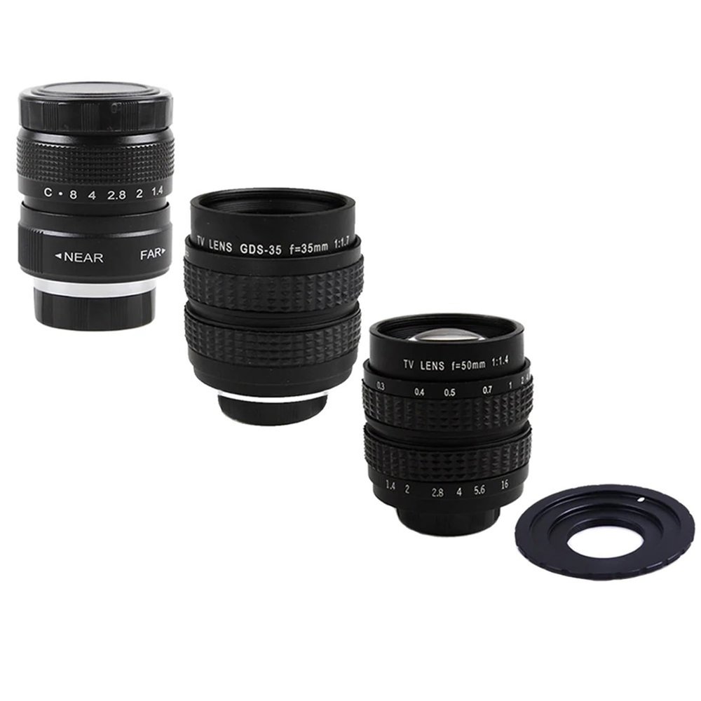 Compatible for Sony E 25mm F1.4 CCTV Lens with C-Mount Adapter C-M4/3 EOS.M R 1(50mm F1.4,Black,E Mount)