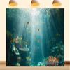 Shdasmil Under The Sea Backdrop Ocean Underwater World Photography Background Throwing into Relief Fish and Coral for Bar Mitzvah 8X8ft Fabric view 1