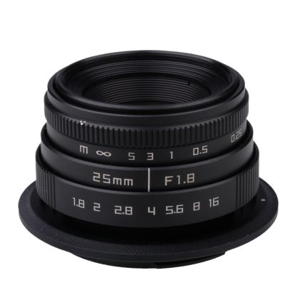 Compatible for Sony E 25mm F1.8 C-Mount Lens with Adapter for Mirrorless Cameras(for EOSM)