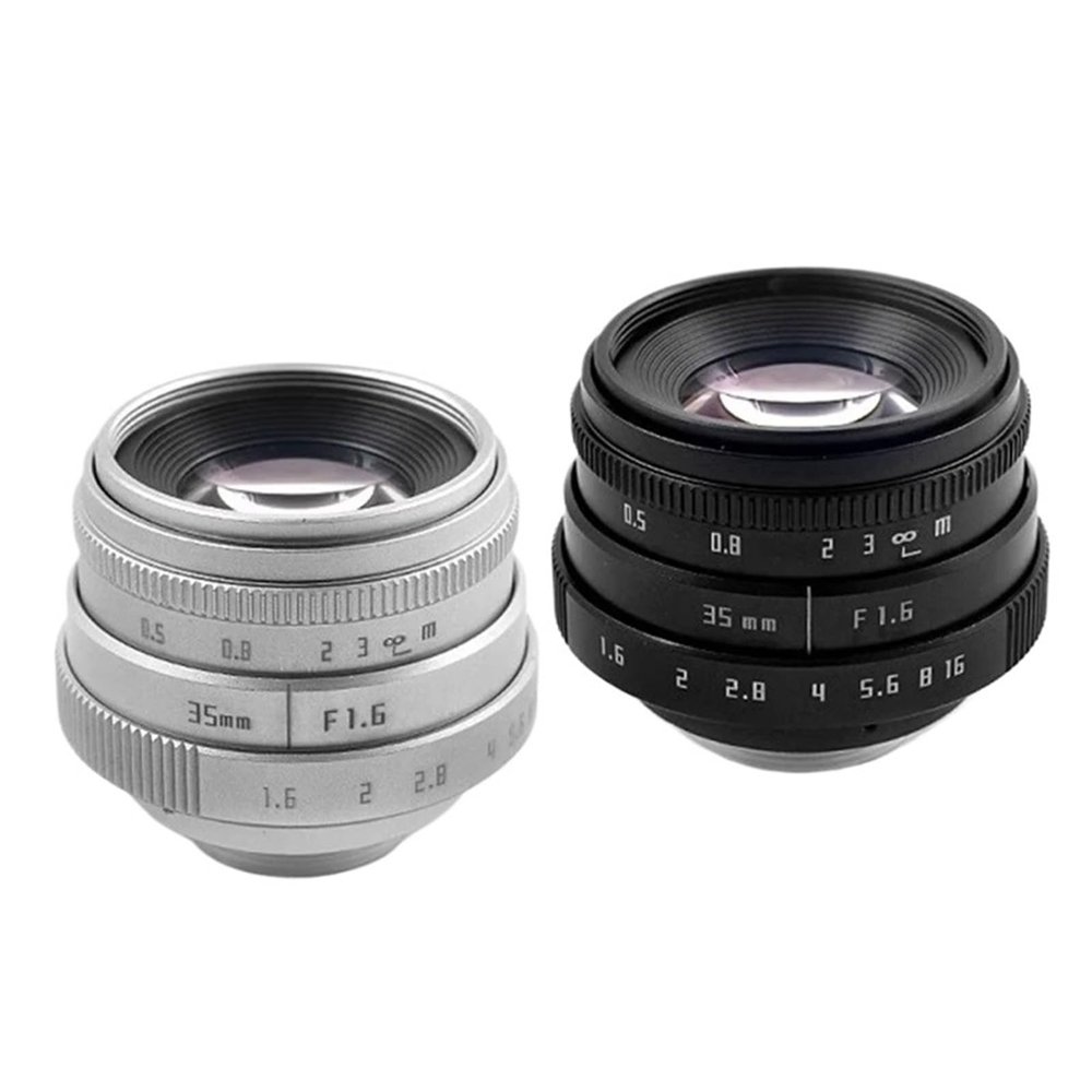 Compatible for Sony E 35mm F1.6 APS-C Manual Focus Mini Prime Lens with C-Ring EOS 1 C-FX NEX Micro 4/3(Silver,1)