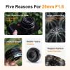 Compatible for Sony E 25mm F1.8 APS-C Manual Focus Prime Lens Z R L EOS M M43 X R6 ZVE XT A6300 (, RF) view 2