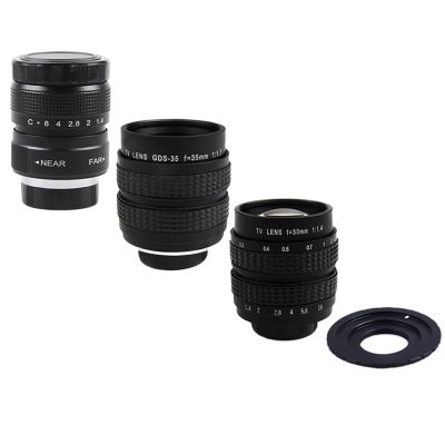 Compatible for Sony E 25mm F1.4 CCTV Lens with C-Mount Adapter C-M4/3 EOS.M R 1(35mm F1.7,Silver,RF)