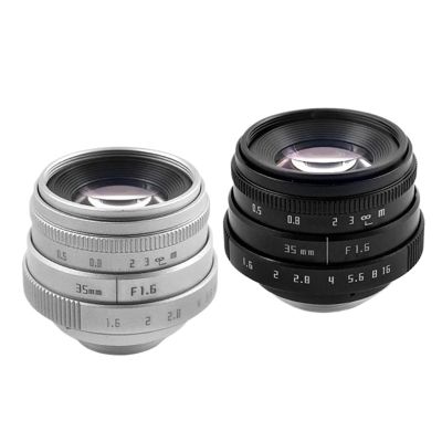 Compatible for Sony E 35mm F1.6 APS-C Manual Focus Mini Prime Lens with C-Ring EOS 1 C-FX NEX Micro 4/3(Silver,RF)