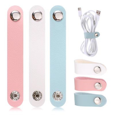 6 Pcs Leather Cord Organizer, Multipurpose Cable Organizer Reusable PU Cable Straps Clips Portable Cord Winder Keepers for Wire Ties Charging Cords Power Cords