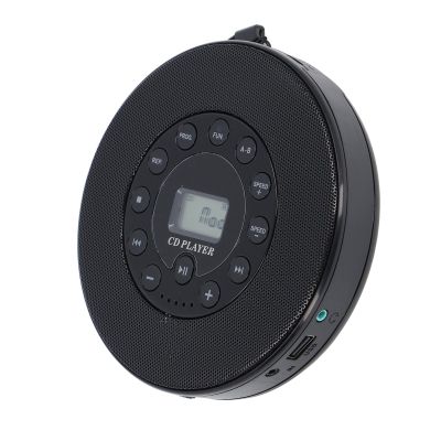 Qiilu Portable CD Player with Speaker - Anti Skip Rechargeable CD Player for Car, MP3 Compatible, Record to USB, Built in Microphone (Black)
