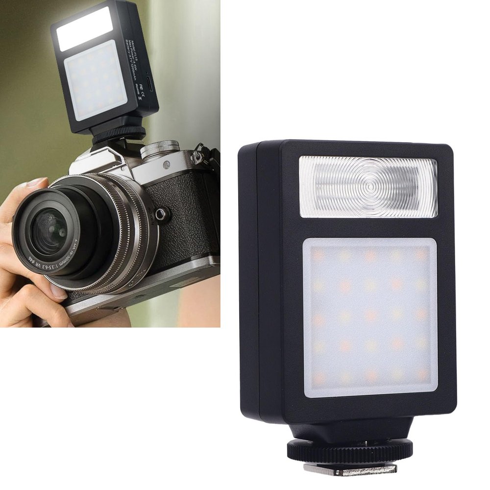 Yunseity Camera Flash with Video Light, 2500K-6500K CRI96 Bi Color Hot Shoe Mount Flashlight, Universal On Camera Flash Speedlight for DSLR Cameras Photography