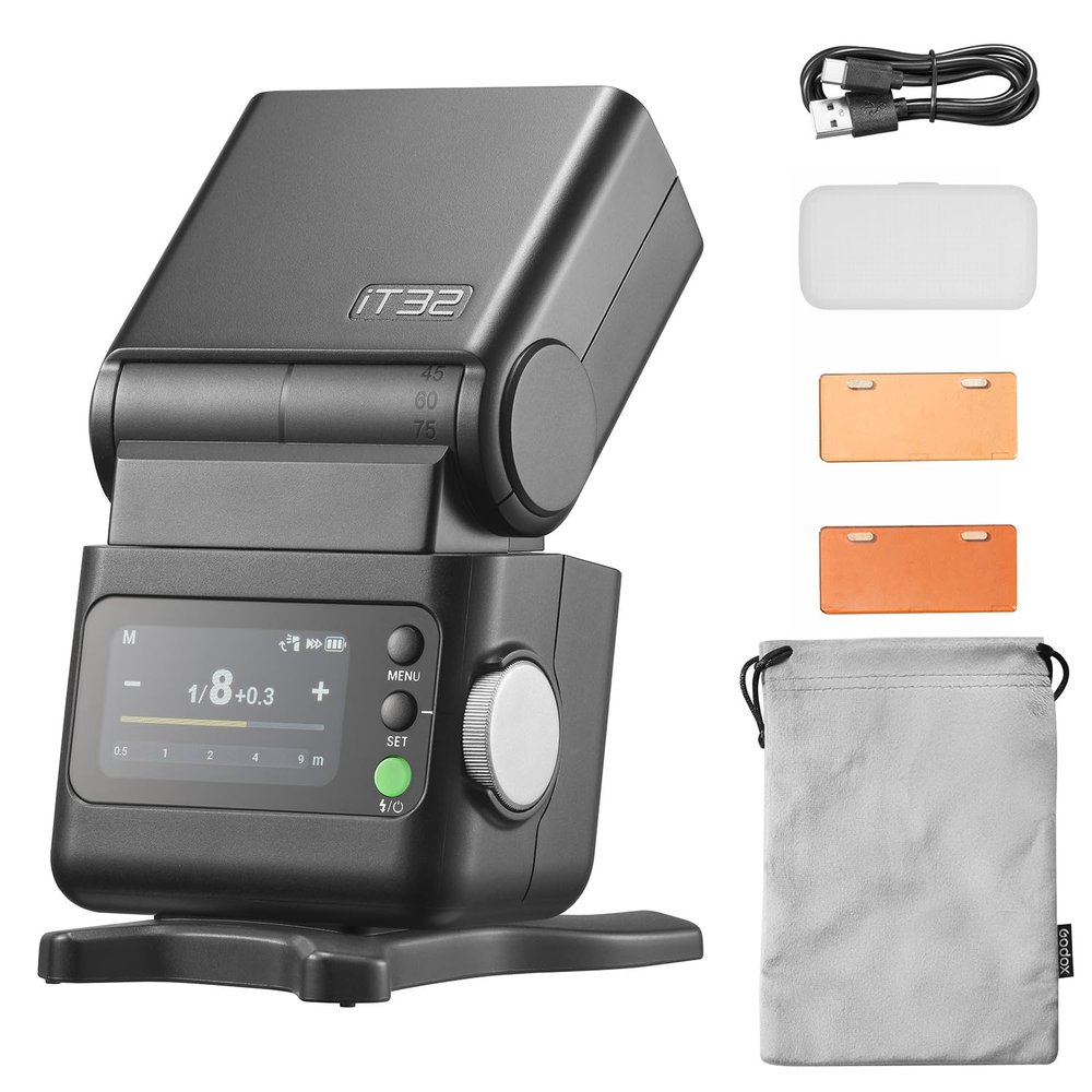 Godox iT32 TTL Camera Flash IT32 iFlash Camera Flash, Built-in 2.4GHz Receiver, with Storage Bag and Diffuser, Matching X5 Wireless Flash Trigger can work for Canon, Nikon, Sony, Fujifilm, Olympus etc