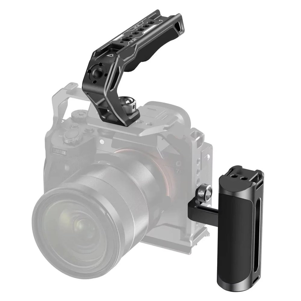 Compatible for Cameras - Quick-Install Top Handle with Side Grip, 48mm Rail Kit for Rabbit Cage Stabilizer(with Side Grip)