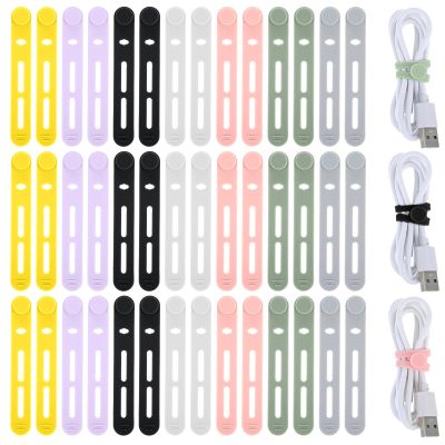 42 PCS Silicone Cable Ties Reusable, Silicone Cord Ties Reusable Cord Keeper Organizer for Office, Multipurpose Elastic Cable Silicones Wire Tie for Bundling Fastening Earphone Phone Charging Cords