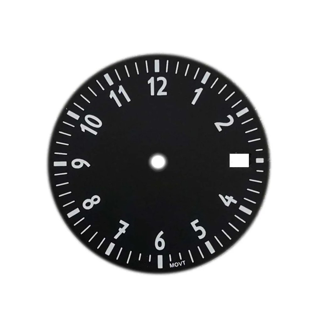 28.5mm Watch Dial Green Luminous Black White/Orange Watch Face With/No Calendar Replacement Dial For NH35/NH36/4R/7S Movement(Black White 1)