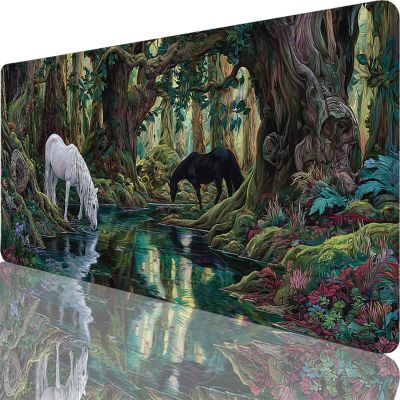 Green Mouse Pad 32 x 12 in Extended Mousepad, Large Desk Mat, Adults Gaming Mouse Pad Horse with Stitched Edges Non-Slip Rubber Base Keyboard Mat, Waterproof Mousepad for Home Office Desk Decor l-6949