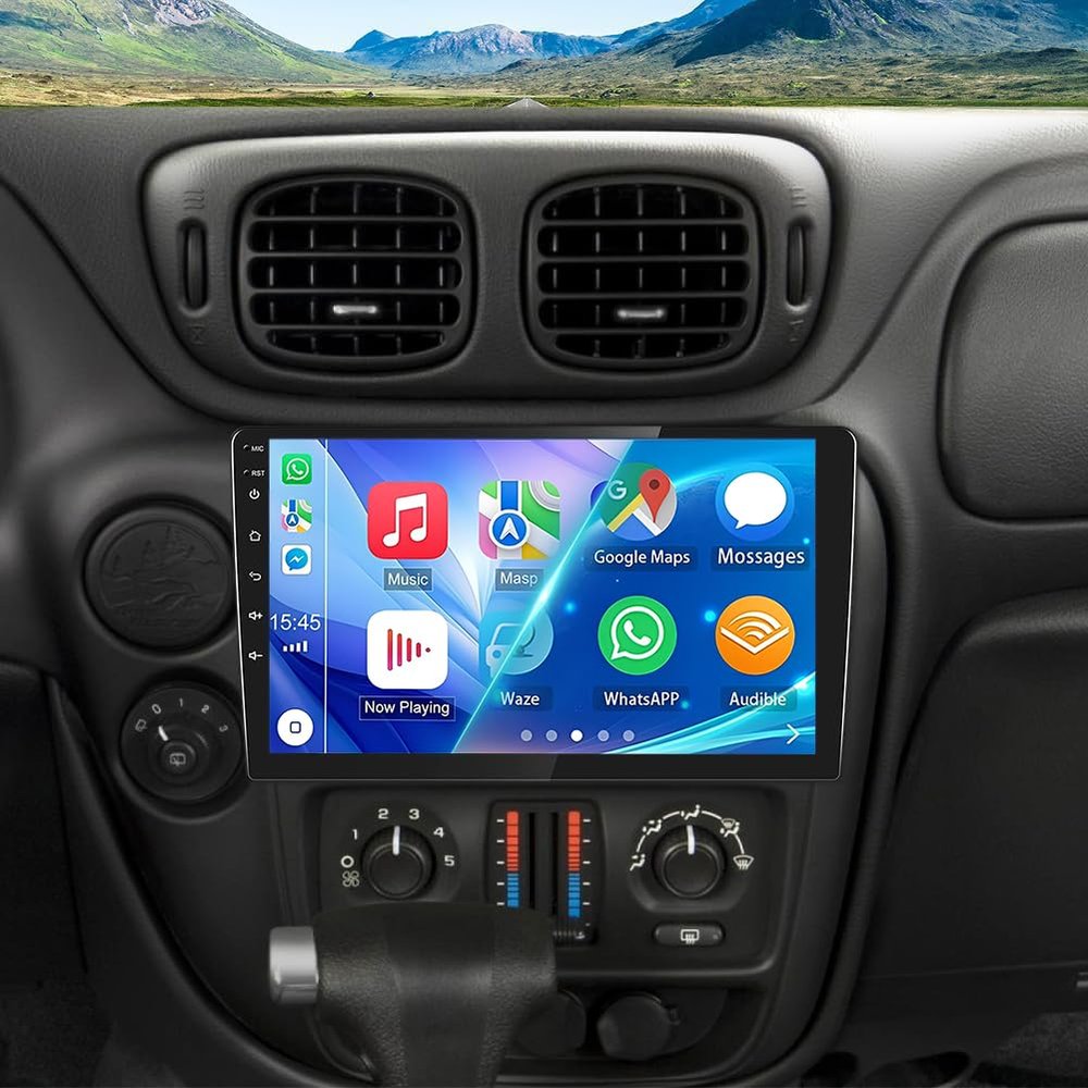 2G+64G Car Stereo for Chevy Trailblazer 2002-2009 with Wireless CarPlay and Android Auto, 10.1" Touchscreen Android 14 Double Din Car Stereo Bluetooth GPS WiFi SWC FM SWC Mirror Link Backup Camera