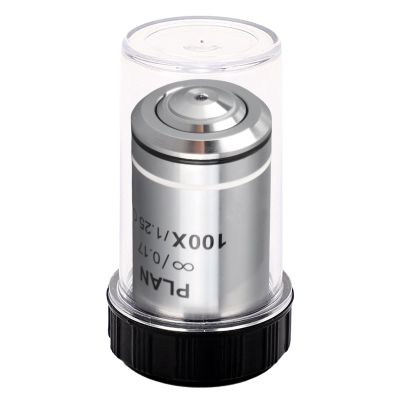 Oumefar Infinite Microscope Objective, 100X Transparent Lens for Professional Biological Microscopes, Durable Brass and Stainless Steel Material