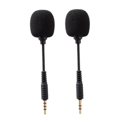 COHEALI 2pcs Bendable Mini Noise-Reduction Condenser Microphone for Phone Tablet Laptop Plug and Use Clear Sound Mic for Live Streaming Gaming Video Recording Black