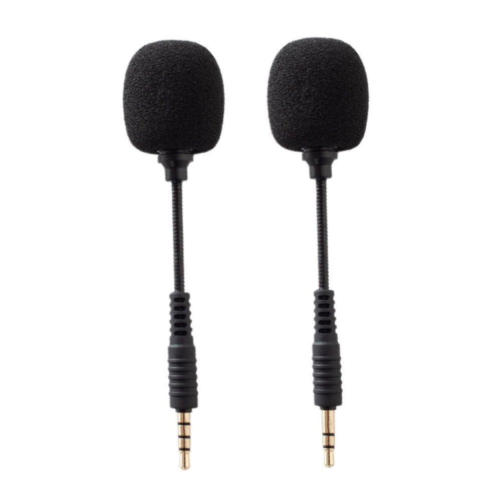 COHEALI 2pcs Bendable Mini Noise-Reduction Condenser Microphone for Phone Tablet Laptop Plug and Use Clear Sound Mic for Live Streaming Gaming Video Recording Black