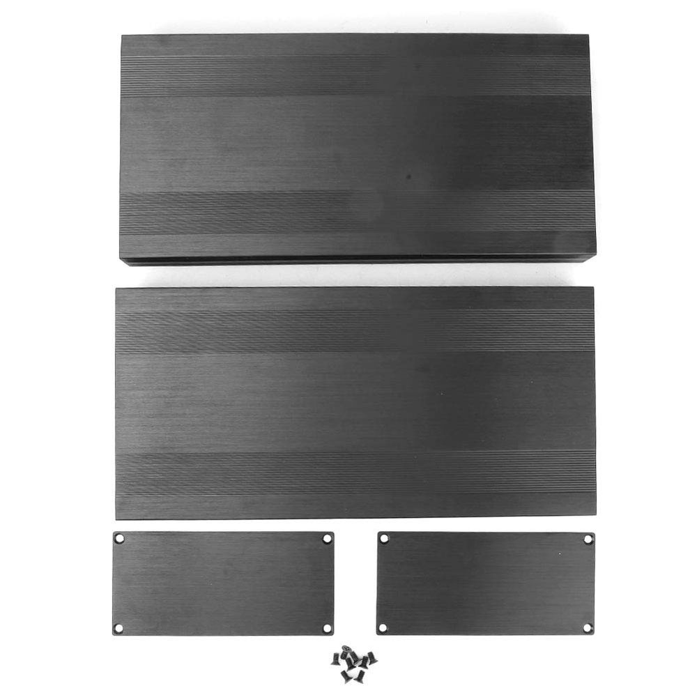 Cufaee Aluminum Alloy Box, Brushed Black Oxide Split Type Cooling Case, Enclosure Electronic Box for Amplifier GPS (300mm Long)