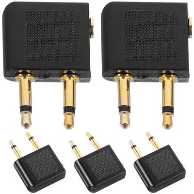 DOITOOL 5pcs Airplane Headphone Adapter Audio Jack to Dual Male Plug Connector for in-Flight Entertainment Travel Use