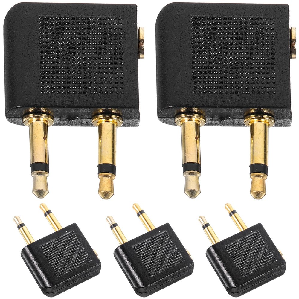 DOITOOL 5pcs Airplane Headphone Adapter Audio Jack to Dual Male Plug Connector for in-Flight Entertainment Travel Use