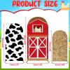 3Pcs Farm Theme Arch Backdrop Cover 4ft 5ft 6ft Red Farm Barn Cow Print Hay Bale Round Top Stretchy Arch Stand Covers Farm Animals Theme Photo Background for Birthday Baby Shower Party Decoration view 2