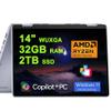 Dell Inspiron 14 7445 2-in-1 Laptop 14" WUXGA Comfortview Touchscreen AMD 6-core Ryzen 5 8640HS (>i7-1355U) 32GB RAM 2TB SSD Backlit for Creator Business Professional Win11Pro w/Copilot AI view 1